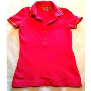 Tory Burch XS Bright Pink polo logo buttons